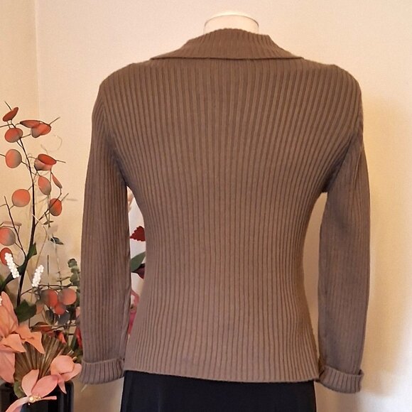 NWT Woman's Light Brown Camel Zip-Up Cardigan Knitwear Lightweight Sweater 6 S - Picture 6 of 6